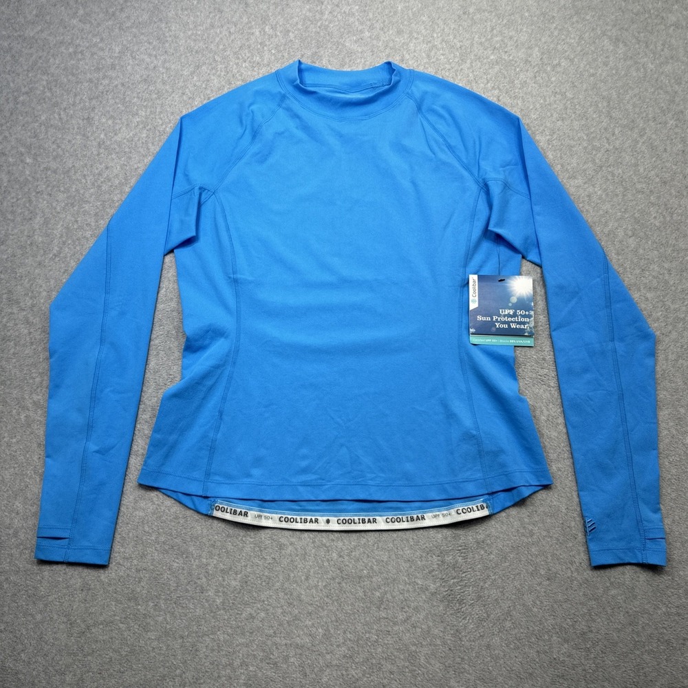 Coolibar Surf Rash Guard Shirt Medium Blue Performance UPF 50 Summer Beach Pool